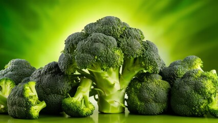 broccoli on a green background