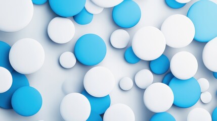 An abstract composition of blue and white circles of varying sizes, creating a dynamic and modern aesthetic.