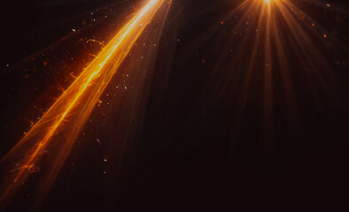 Black background with orange streaks and light