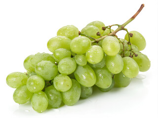 Fresh green grape cluster isolated on white background