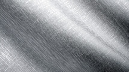 Close-up of brushed silver metal surface with textured lines and reflective quality, creating a modern aesthetic.