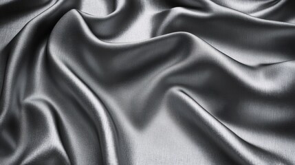 Obraz premium Elegant silver satin fabric draped elegantly, showcasing smooth textures and reflective qualities.
