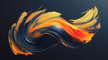 An abstract swirl of vibrant orange and golden hues against a dark background, capturing dynamic motion and energy.