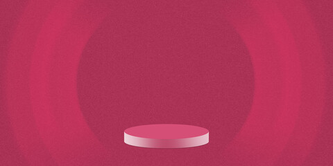 3D Pink round podium with light circular shadow background. 3D studio display showroom product advertisement pedestal, Fashion stage showcase mockup scene. Circle composition in minimalist design