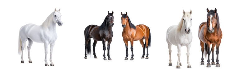 Obraz premium Views of the front and back of an arabian horse, isolated background