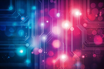 Fototapeta premium Abstract technology background with vibrant pink blue background 