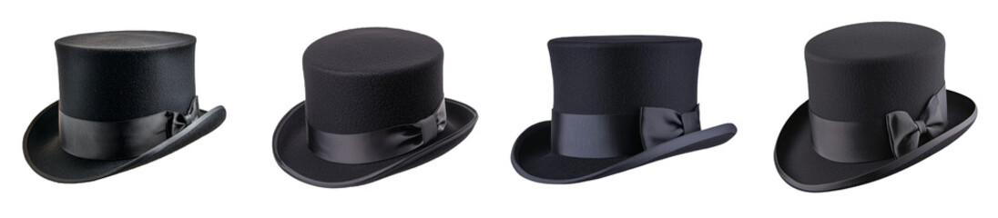 Background with transparent black bowler hat