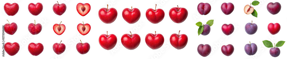 Poster full depth of field cherry slice isolated on white background