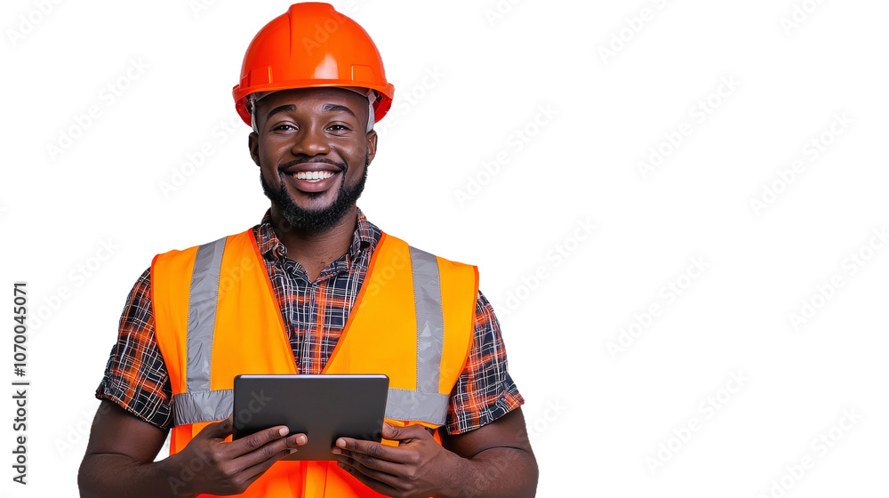Aufkleber smart engineer smiling in the background without any background.