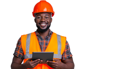 Smart engineer smiling in the background without any background.