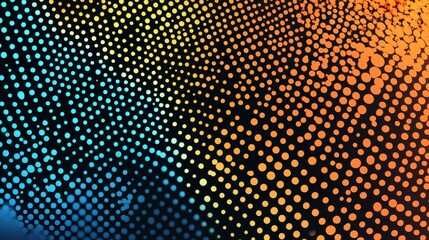 Vibrant dotted pattern featuring a gradient of blue and orange hues flowing into a mesmerizing design.