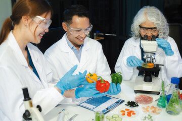 Microbiologist Working on Molecule Samples in Modern Food Science Laboratory.
