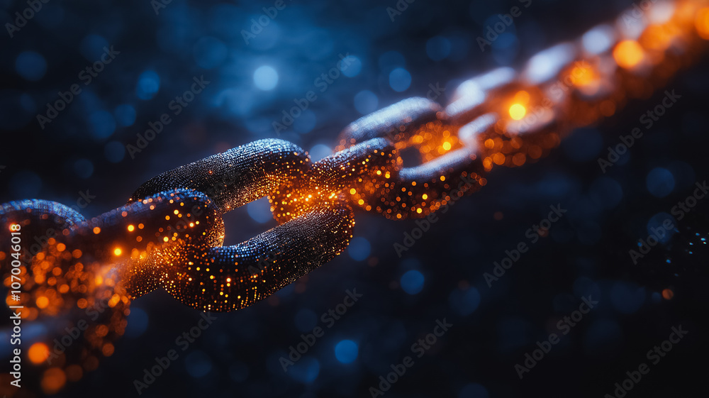 Poster a chain with a link that is broken. the chain is made of metal and is very shiny