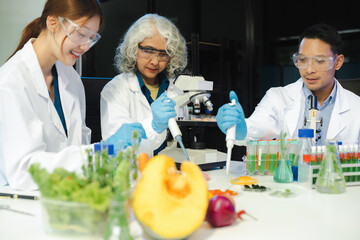 Microbiologist Working on Molecule Samples in Modern Food Science Laboratory.