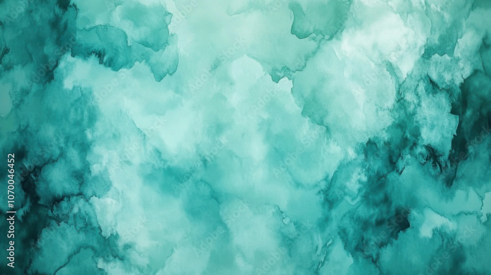 Aufkleber abstract teal watercolor texture with soft, flowing shapes and gradients, creating a tranquil and so
