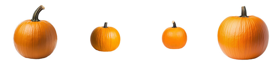 Transparent background with ripe orange pumpkins