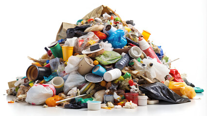 Obraz premium Pile of garbage, trash on isolated white background