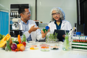 Microbiologist Working on Molecule Samples in Modern Food Science Laboratory.