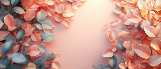 Obraz premium Pink and Blue Leaves on Soft Background.