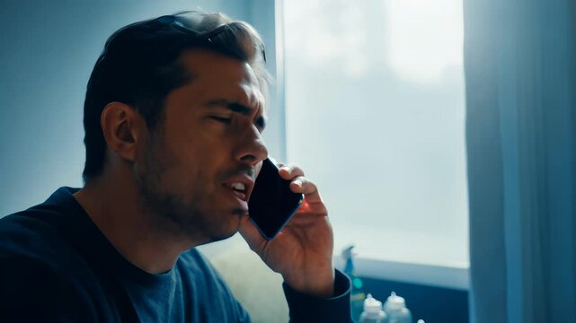 Intense phone argument montage featuring a frustrated man