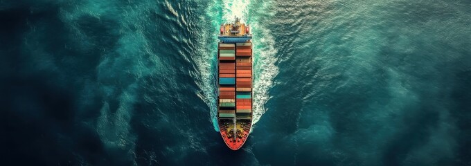 Cargo Ship Sailing in Open Sea for Global Logistics Concept