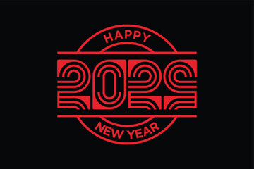 Happy new year 2025 multiple lines minimalist design concept