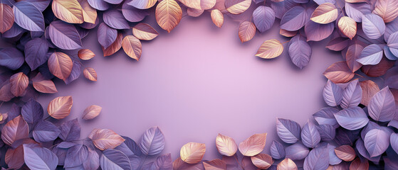 Purple and Gold Leaves Frame.