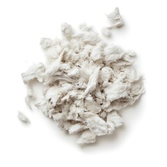 Cotton lint isolated on white background, close up