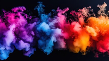 Fototapeta premium Vibrant colorful smoke swirls in shades of pink, blue, and orange, creating a dynamic and energetic visual effect.