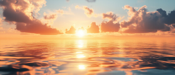 Fototapeta premium Golden Sunset Over the Ocean.
