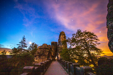 Bastei Bridge at Night, Saxon Switzerland, Germany