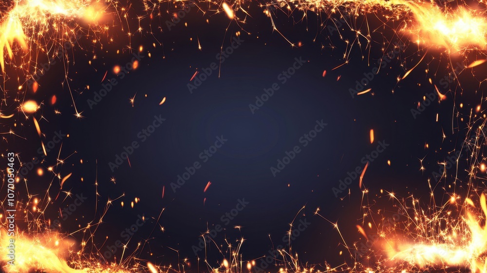 Aufkleber a mesmerizing display of glowing sparks and light effects against a dark background, creating an enc