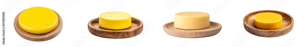 Poster the image shows cheese on a round cutting board isolated on a transparent background