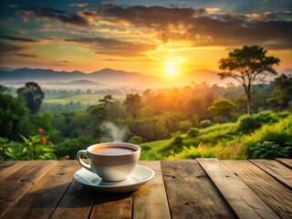 Stunning High Depth of Field Coffee Cup View with Beautiful Background, Aromatic Brew, Elegant Design, Morning Vibes, and Cozy Atmosphere for Everyday Coffee Lovers