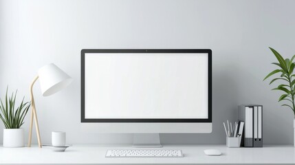 Modern Office Setup with Large Ergonomic Monitor