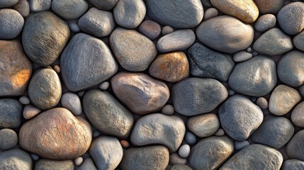 A close-up view of various smooth stones in earthy tones, creating a natural textured background.