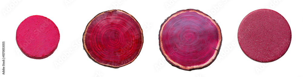 Poster on a transparent background, a slice of beetroot is isolated