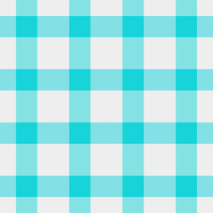 Place seamless pattern textile, strip texture tartan fabric. African plaid background check vector in cyan and white colors.