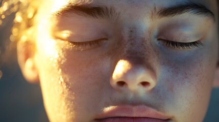 Serene Meditation: Close-up Portrait of Peaceful Face