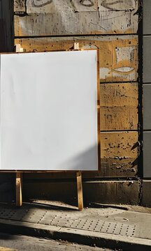 Blank Urban Street White Sign &ndash; Perfect for Customizable Advertising, Branding, and Copy Space for Outdoor Signage on City