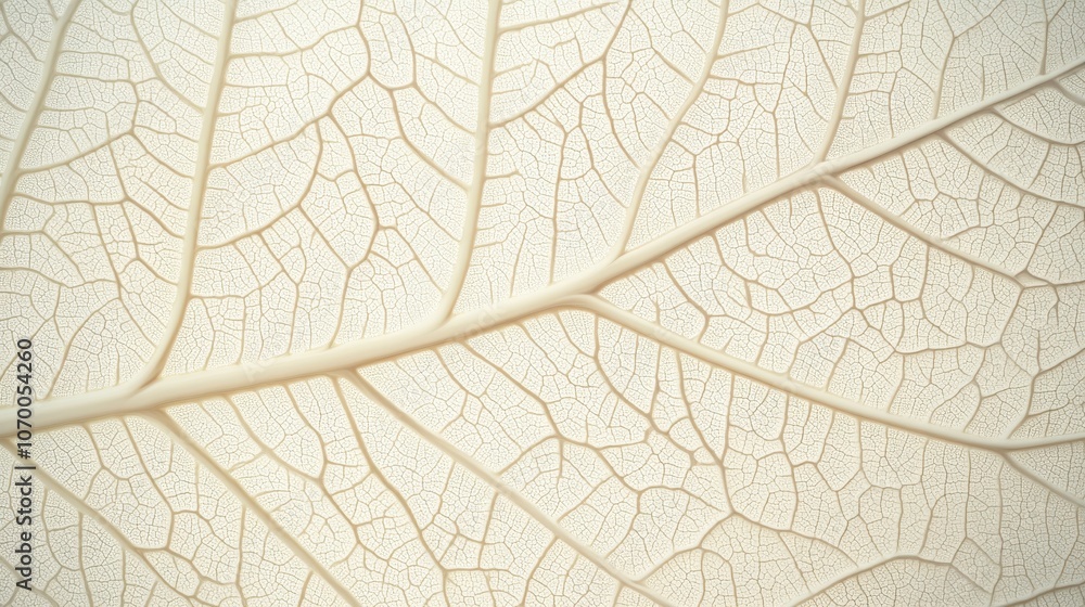Poster close-up of a delicate leaf showcasing intricate vein patterns and textures, creating a serene and o