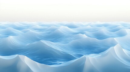 A serene view of gentle blue ocean waves under a soft, light sky.