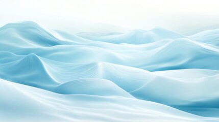 Obraz premium Serene abstract landscape featuring soft, undulating waves in soothing shades of icy blue.