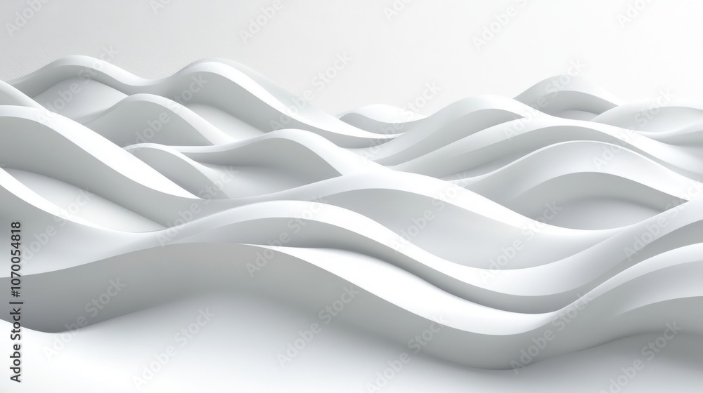Poster abstract white waves creating a smooth and serene visual texture.