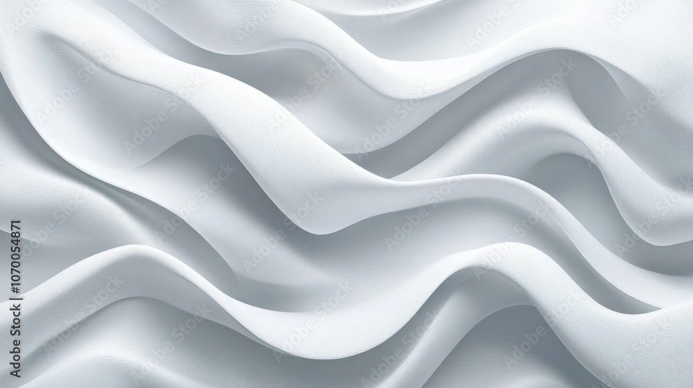 Poster Elegant white fabric waves creating a smooth and serene texture.