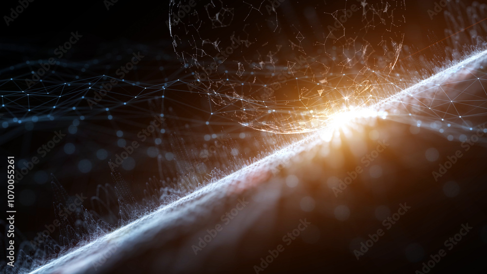Poster network sphere with glowing light. artistic artificial intelligence globe in digital cyberspace illu