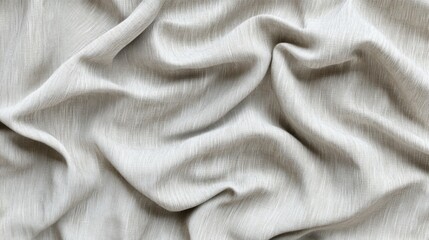 Fototapeta premium Close-up of soft, crinkled light gray fabric showcasing elegant texture and subtle folds.