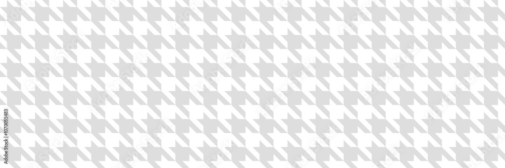 Poster hound tooth white and grey fabric print, seamless repeating vector pattern banner, horizontal wallpa