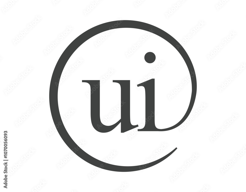 Fototapete ui logo from two letter with circle shape email sign style. u and i round logotype of business compa