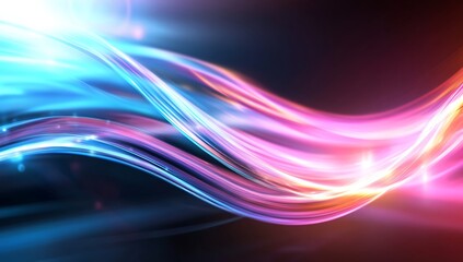 Abstract background with blue, pink and orange waves.